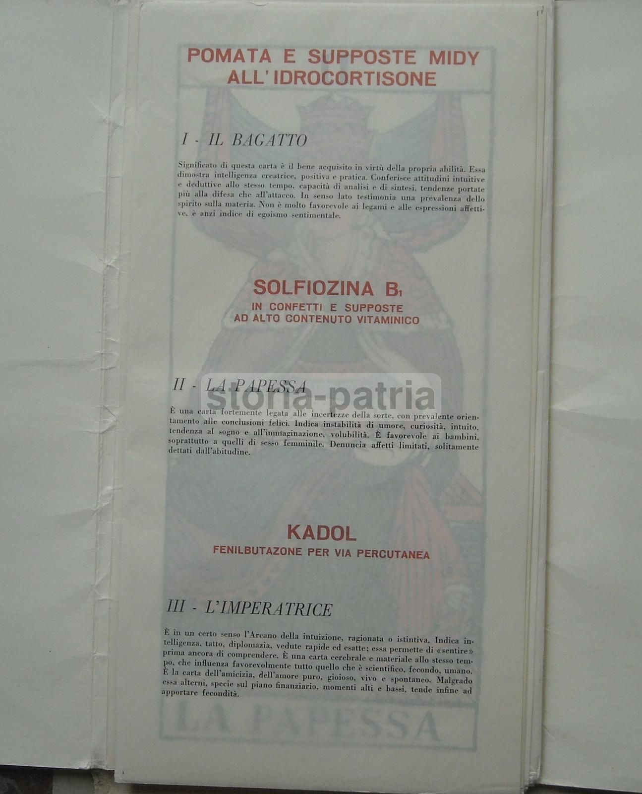 Tarocchi Pubblicitari Midy 1963: Carte Farmaceutiche Milano