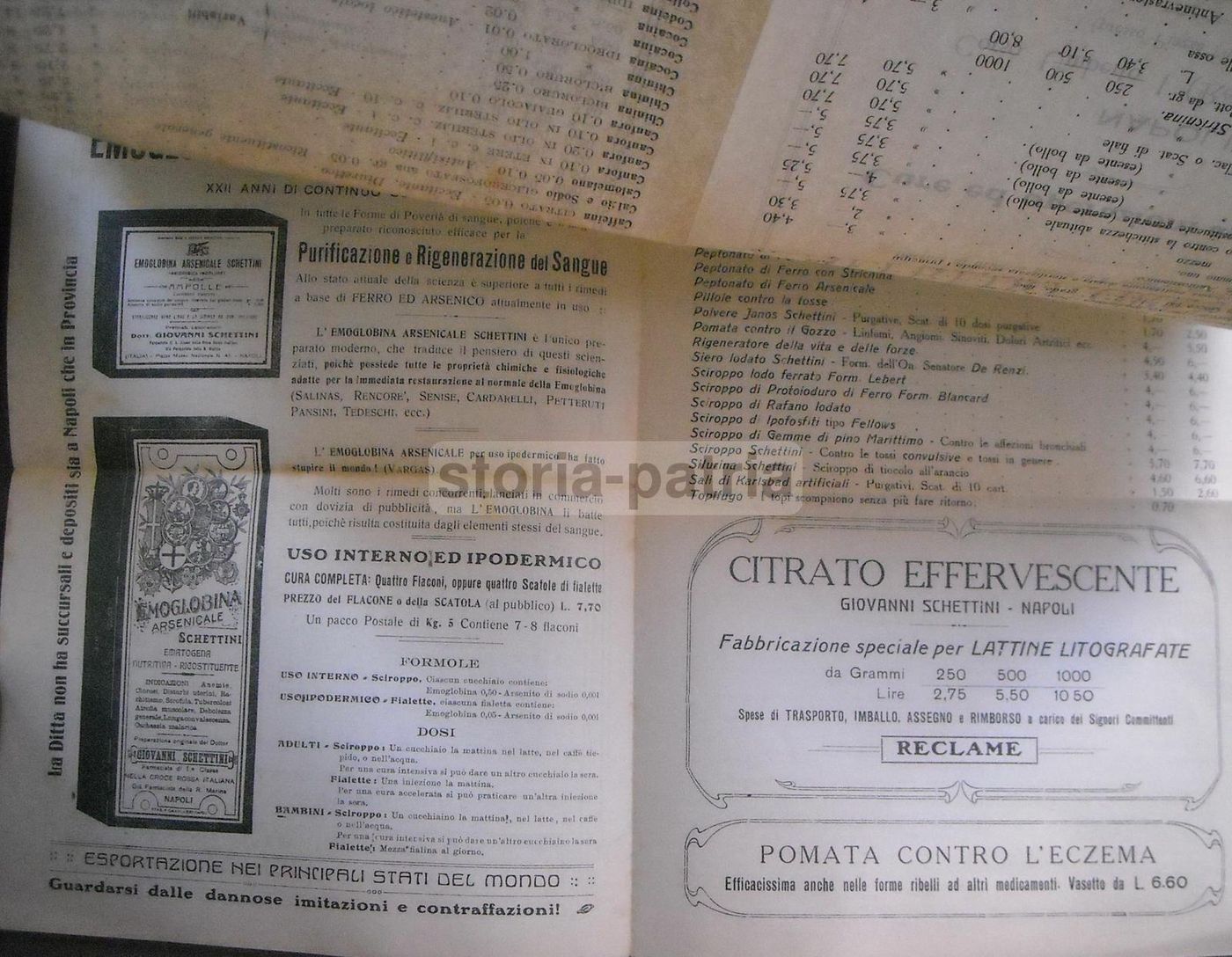 Listino Farmaceutico Schettini Napoli 1922 Medicina Oculistica