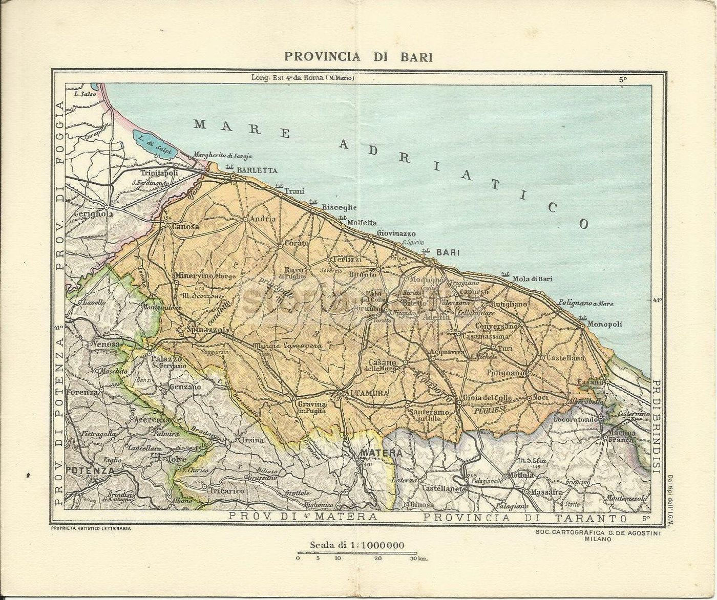 Cartolina Pubblicitaria Zoja Ureticon Mappa Bari Puglia 1933