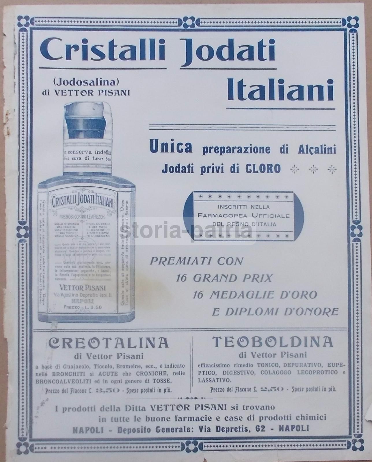 Pubblicità Vermouth Isolabella E Farmacia Vettor Pisani 1910