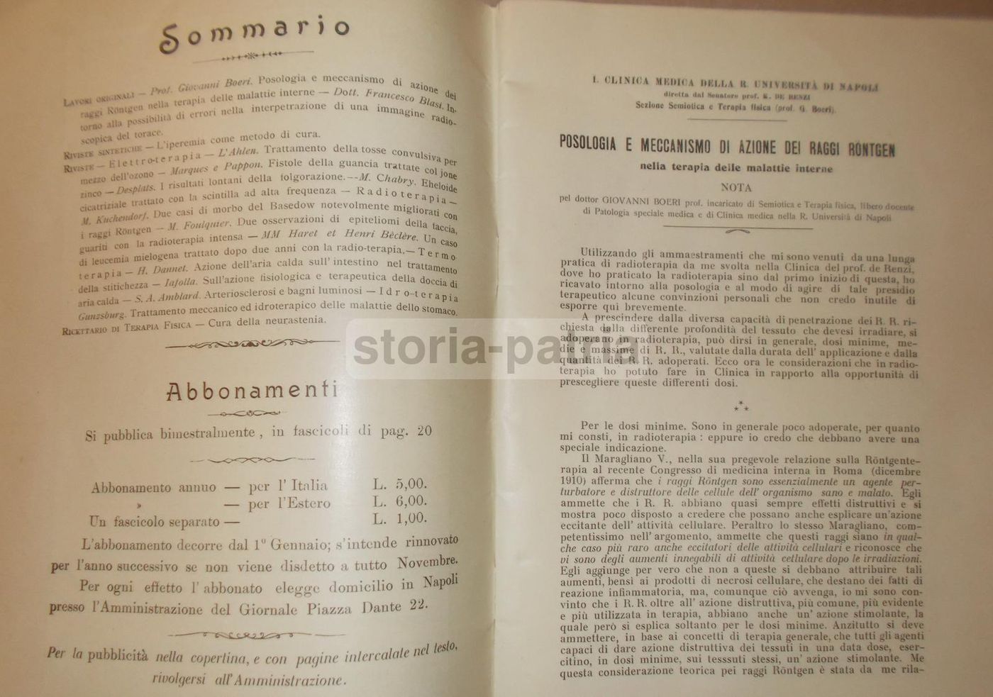 La Fisicoterapia Moderna (1910)   Napoli, Radiologia E Neurastenia