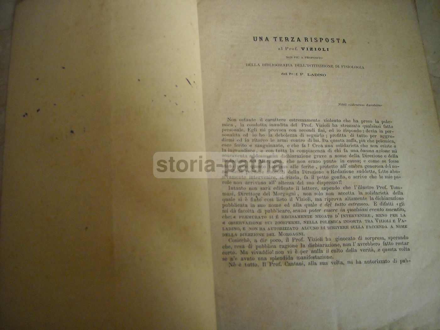 Paladino, Vizioli: Polemica Medica (Napoli, 1877)   Fisiologia E Morgagni