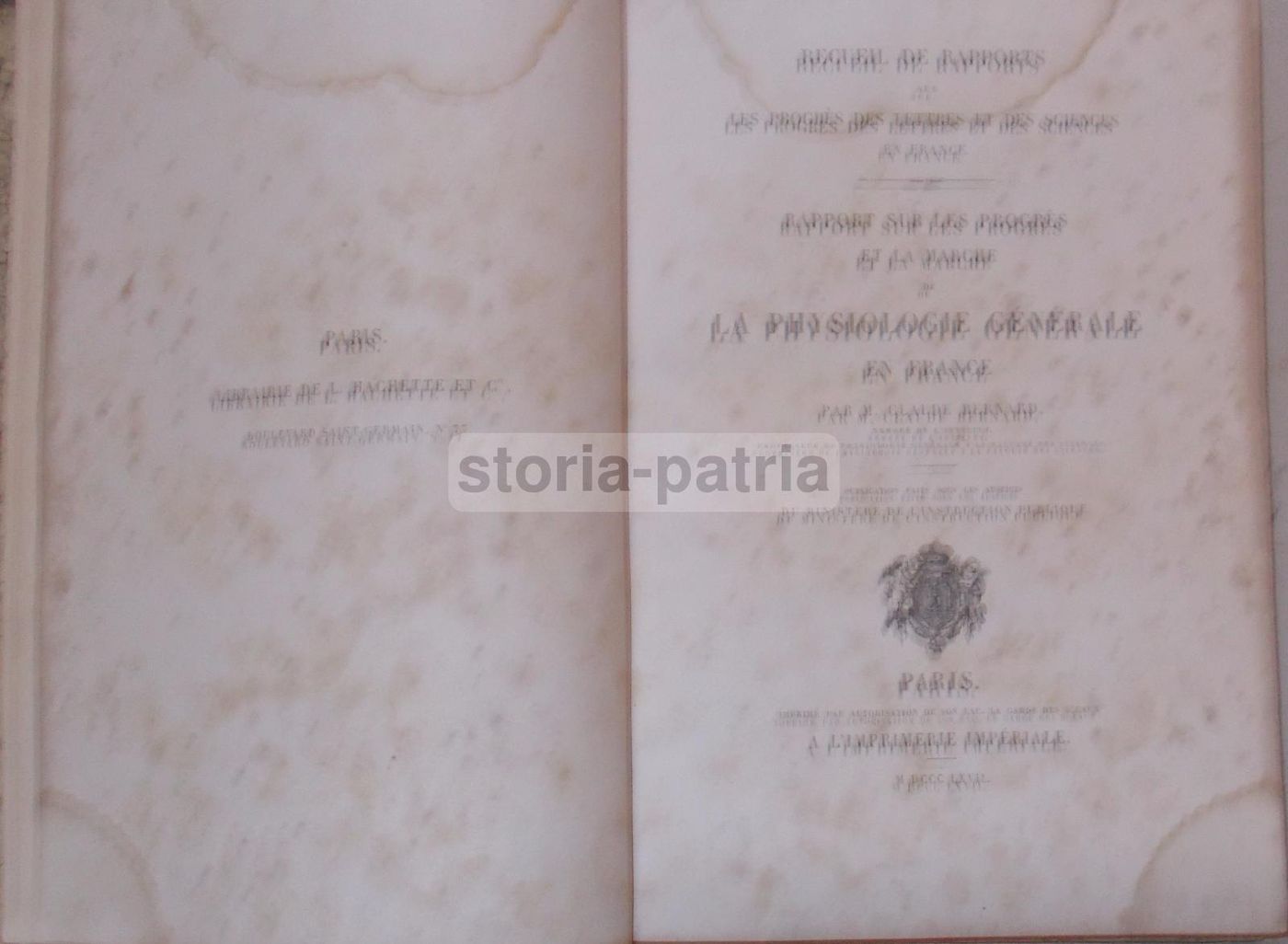 Claude Bernard, Fisiologia Generale, Francia, 1867, Parigi