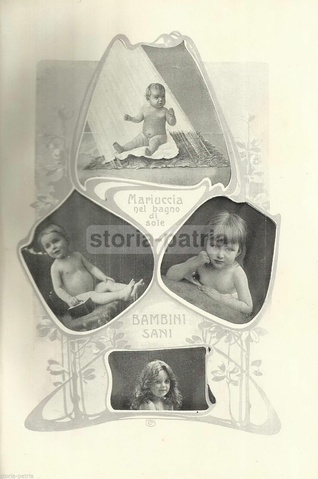 Stampa Liberty Mariuccia Nel Bagno Di Sole   Pediatria E Puericultura, 1920