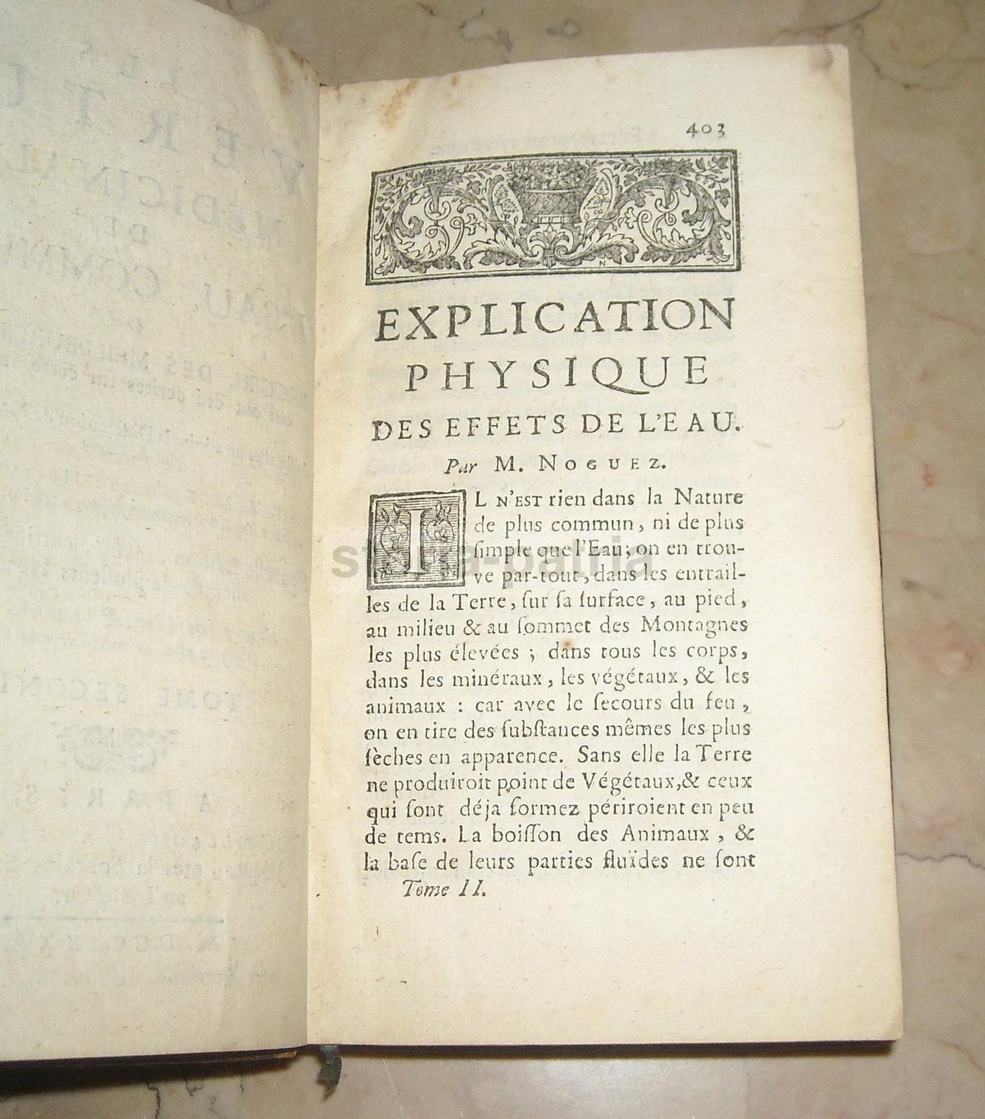 Le Virtù Medicinali Dell'Acqua Comune, Parigi 1730, Vol. II