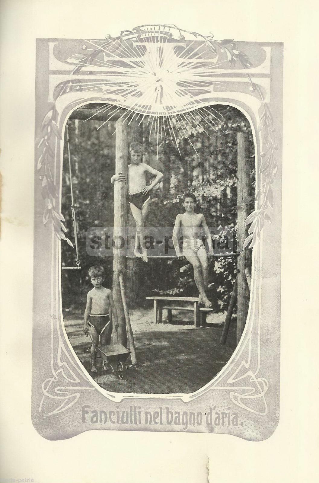 Stampa Antica Liberty Bagni Di Aria, Medicina E Igiene, 1920 Circa
