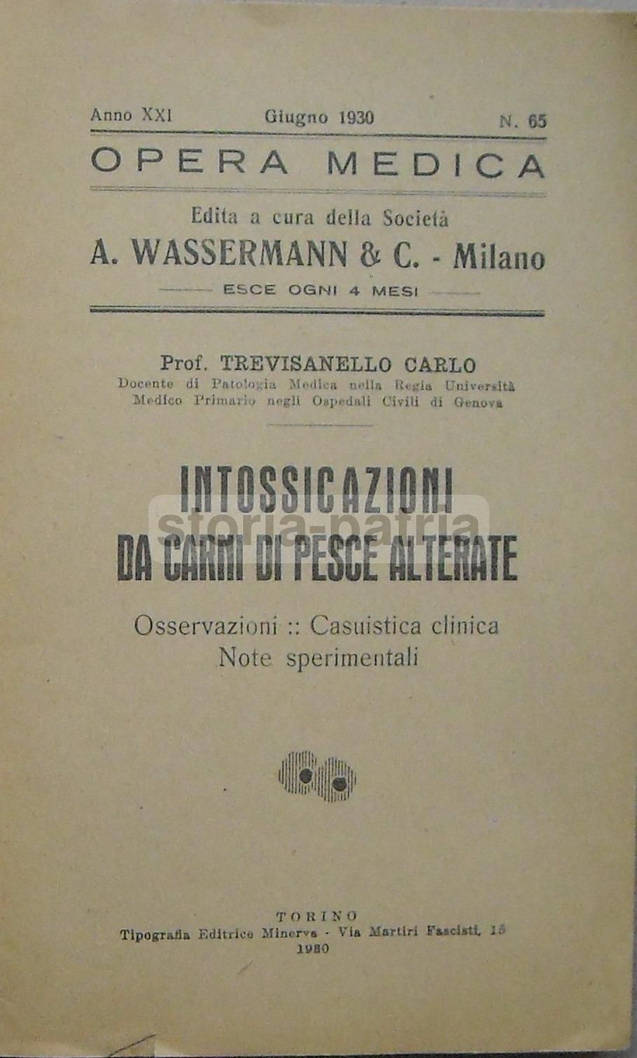 Intossicazioni Da Carni Di Pesce Alterate   Trevisanello 1930