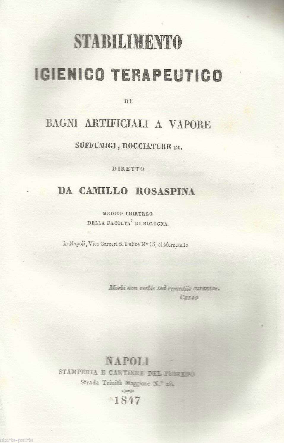 Bagni Artificiali A Vapore, Napoli 1847: Camillo Rosaspina E La Medicina Termale