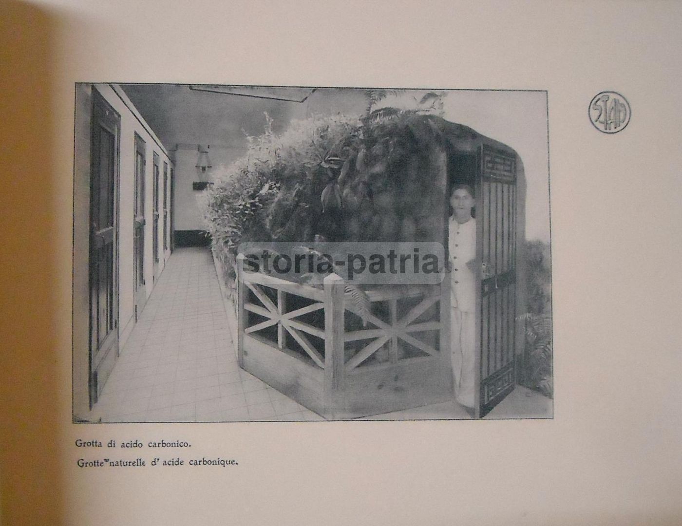 Stampa Antica Grotta Acido Carbonico Terme Agnano, Napoli 1900