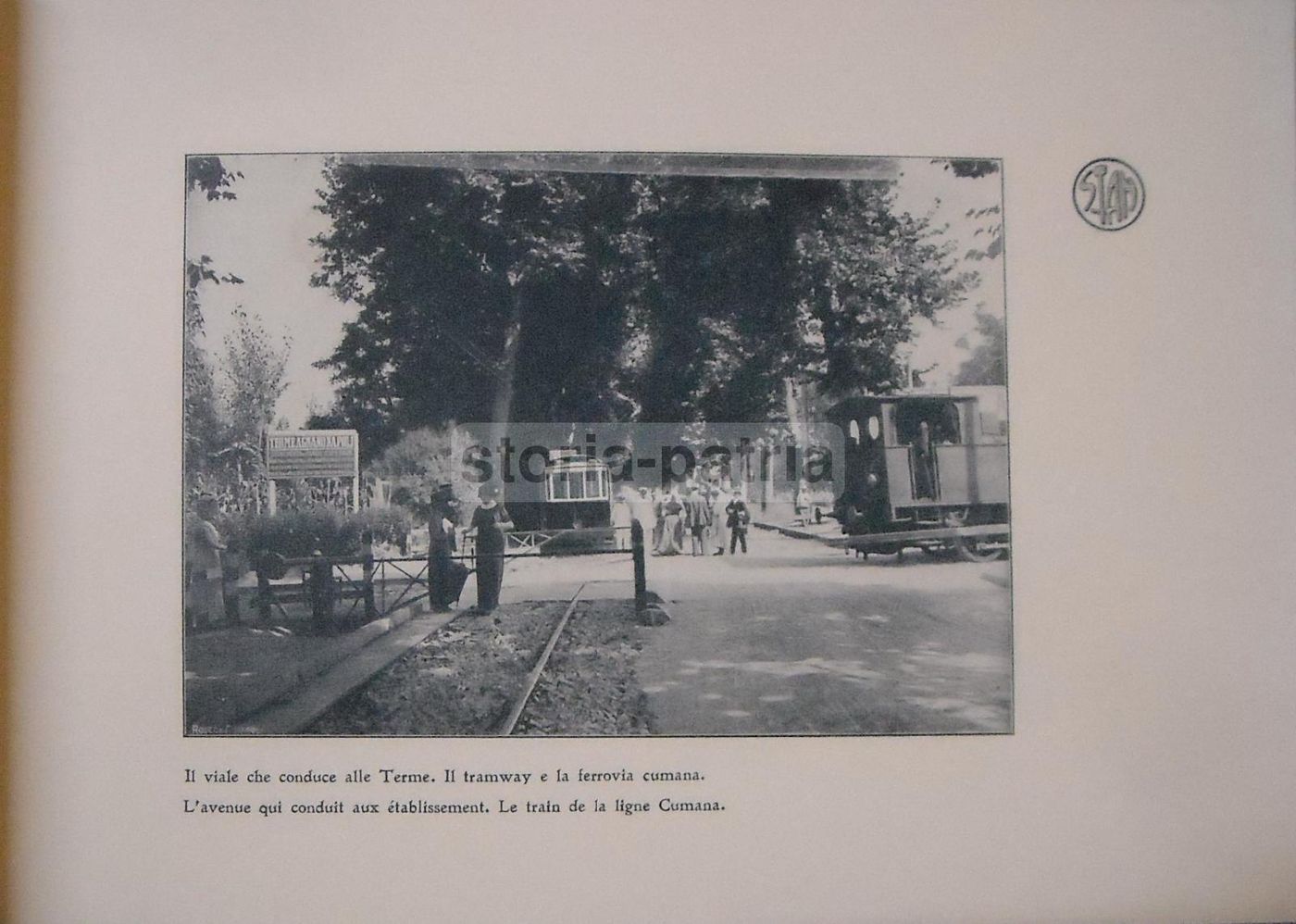 Stampa Antica Terme Di Agnano Con Tram E Ferrovia Cumana, 1900