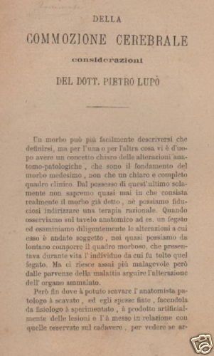 Pietro Lupo, Della Commozione Cerebrale. Napoli, Fine '800.