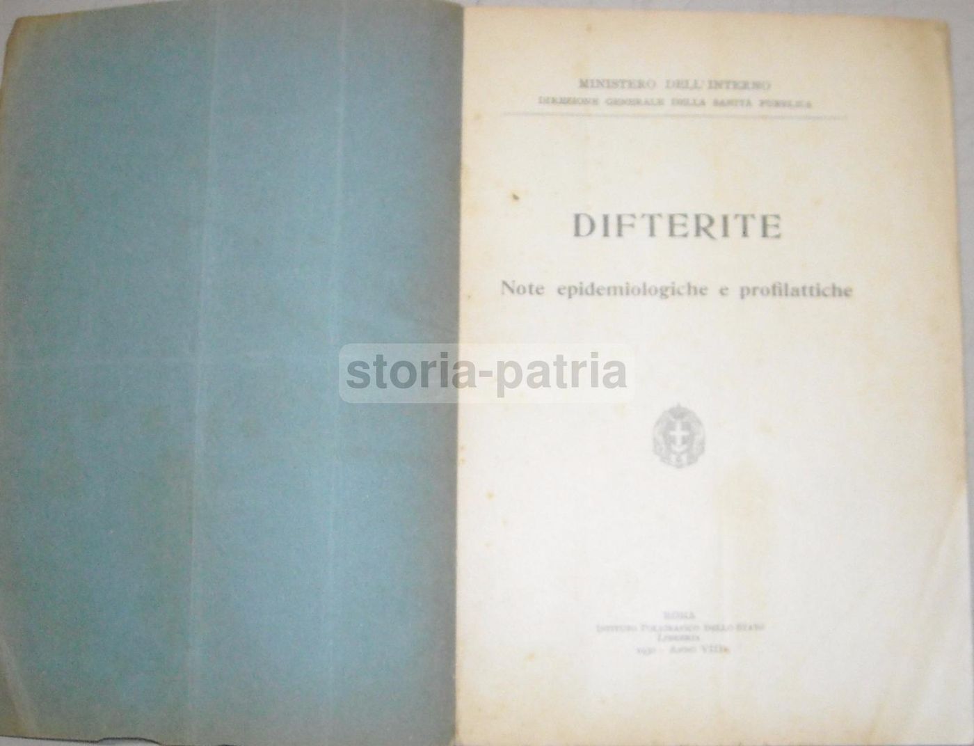 Difterite: Note Epidemiologiche E Profilattiche, 1930