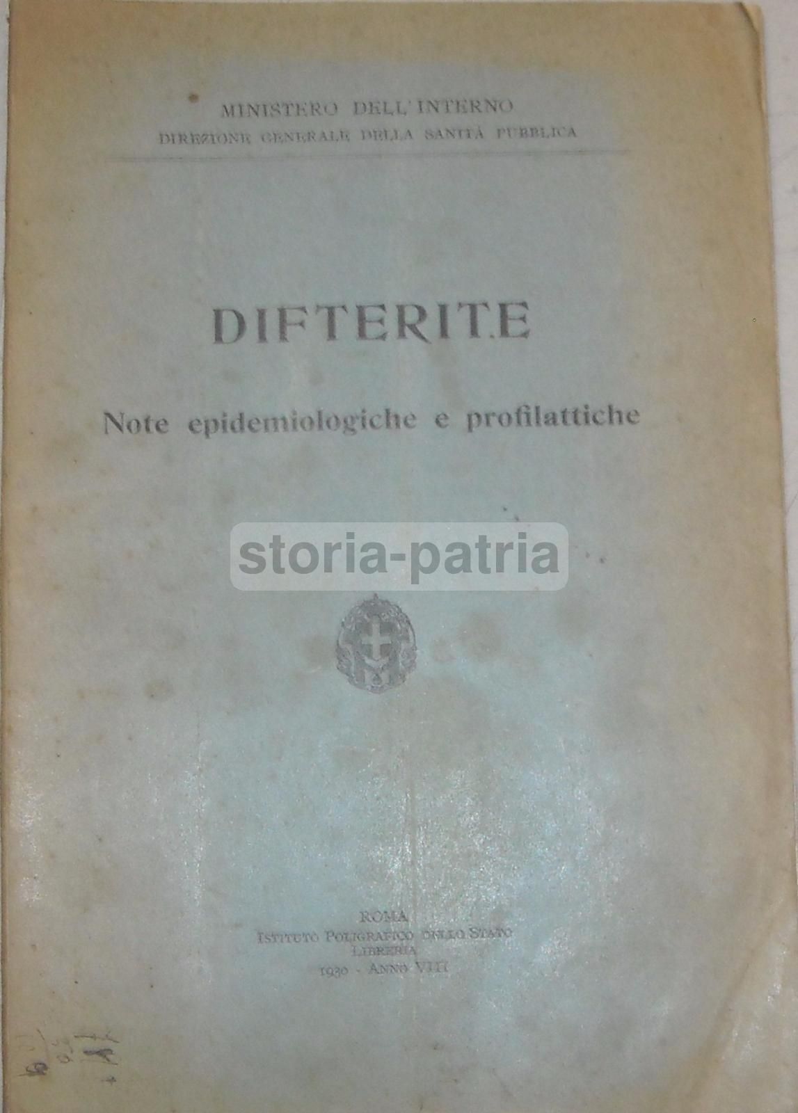 Difterite: Note Epidemiologiche E Profilattiche, 1930