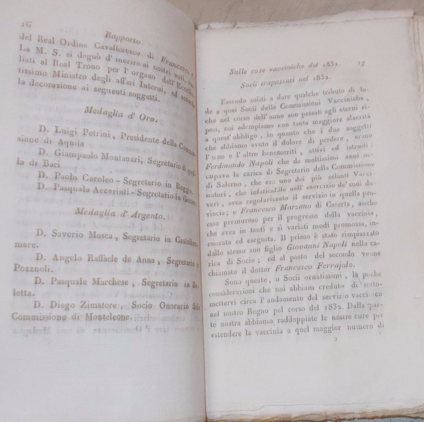 Biblioteca Vaccinica 1833: Napoli, Vaccinazione E Vaiuolo Nel Regno