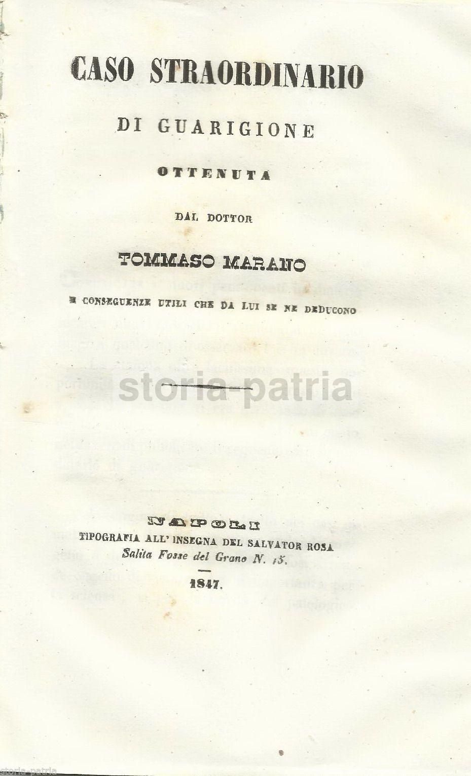 Caso Straordinario Di Guarigione Ottenuta Dal Dottor Tommaso Marano (1847)