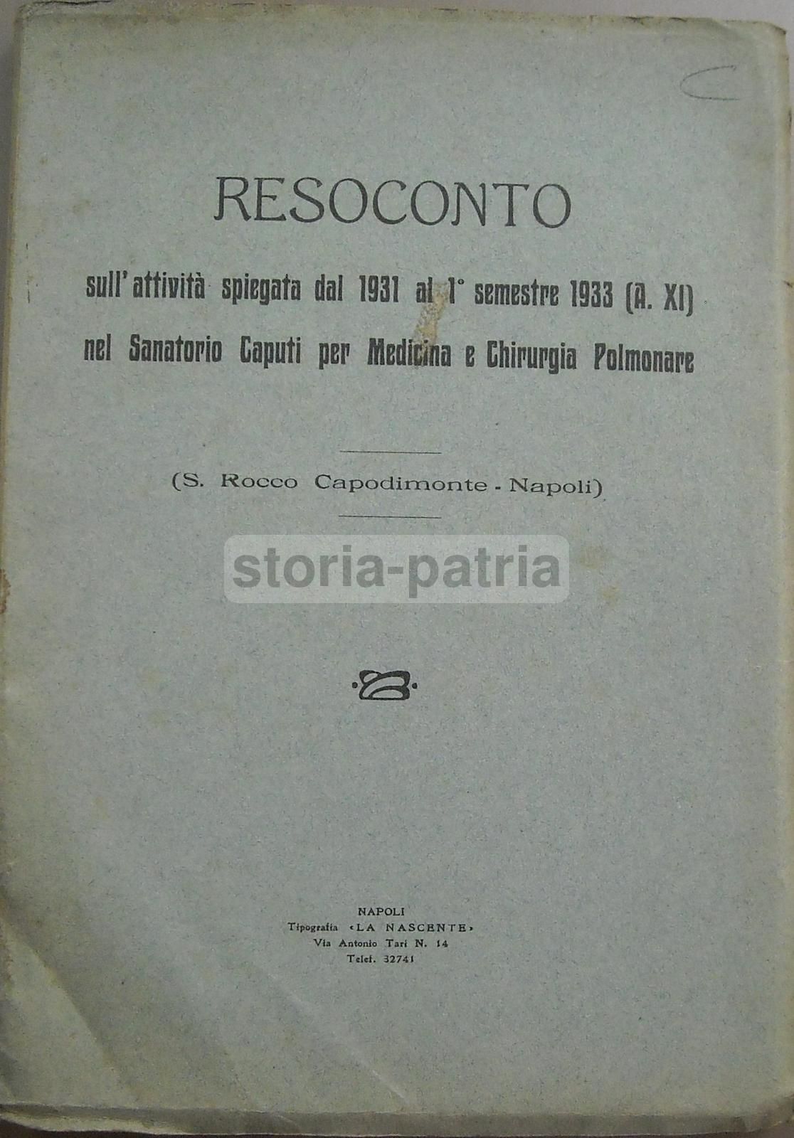 Sanatorio Caputi Napoli 1933 Chirurgia Polmonare Radiologia Medicina
