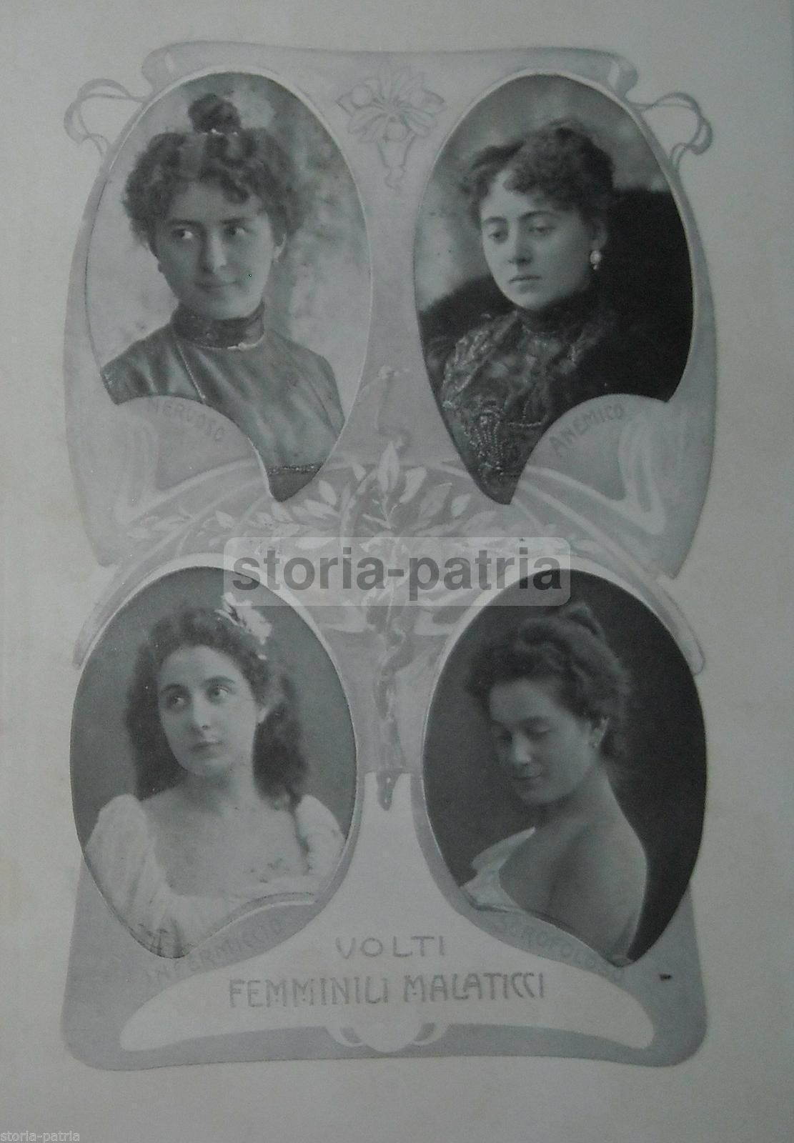 Stampa Medica Liberty Volti Femminili Patologie Nervose 1920