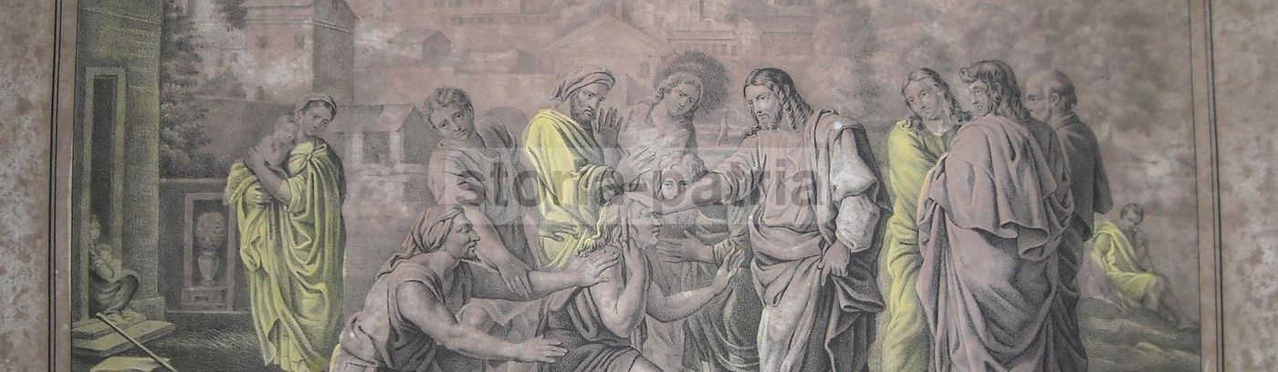 Gesù Rende La Vista Ai Ciechi: Litografia Di Altavilla, Napoli