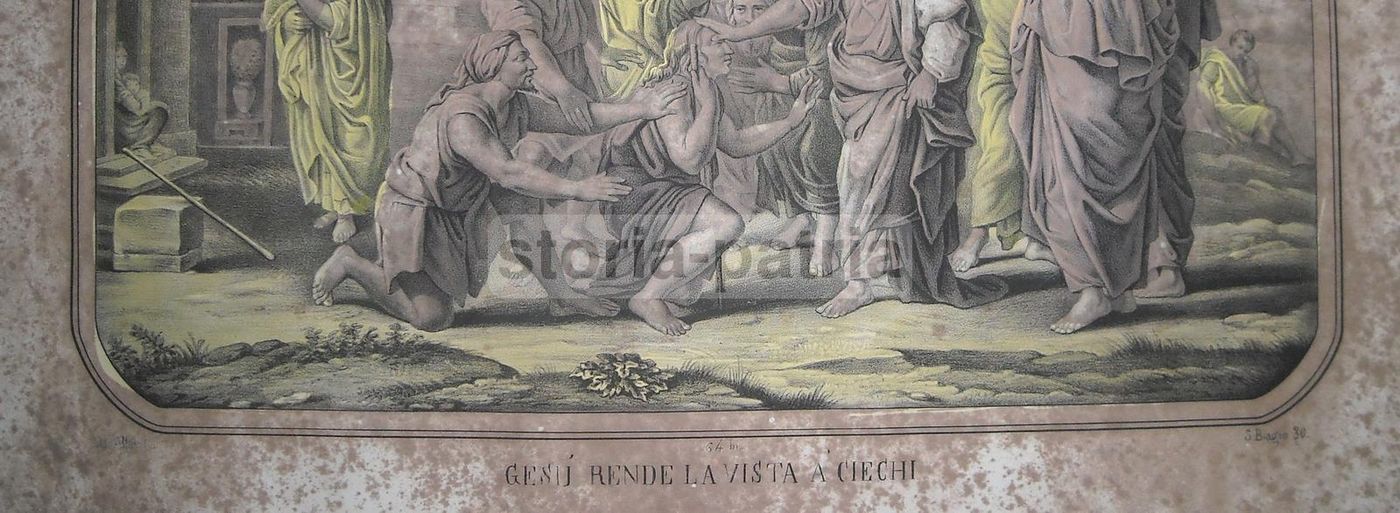 Gesù Rende La Vista Ai Ciechi: Litografia Di Altavilla, Napoli