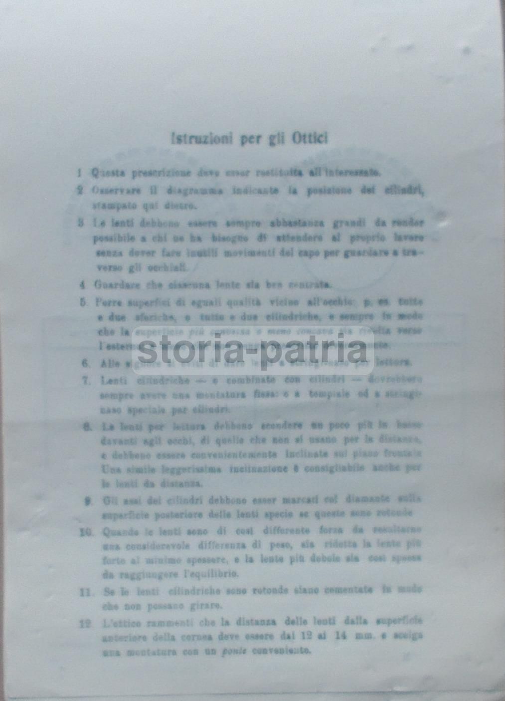Foglio Pubblicitario Oculista Guglionesi Molise Anni '20