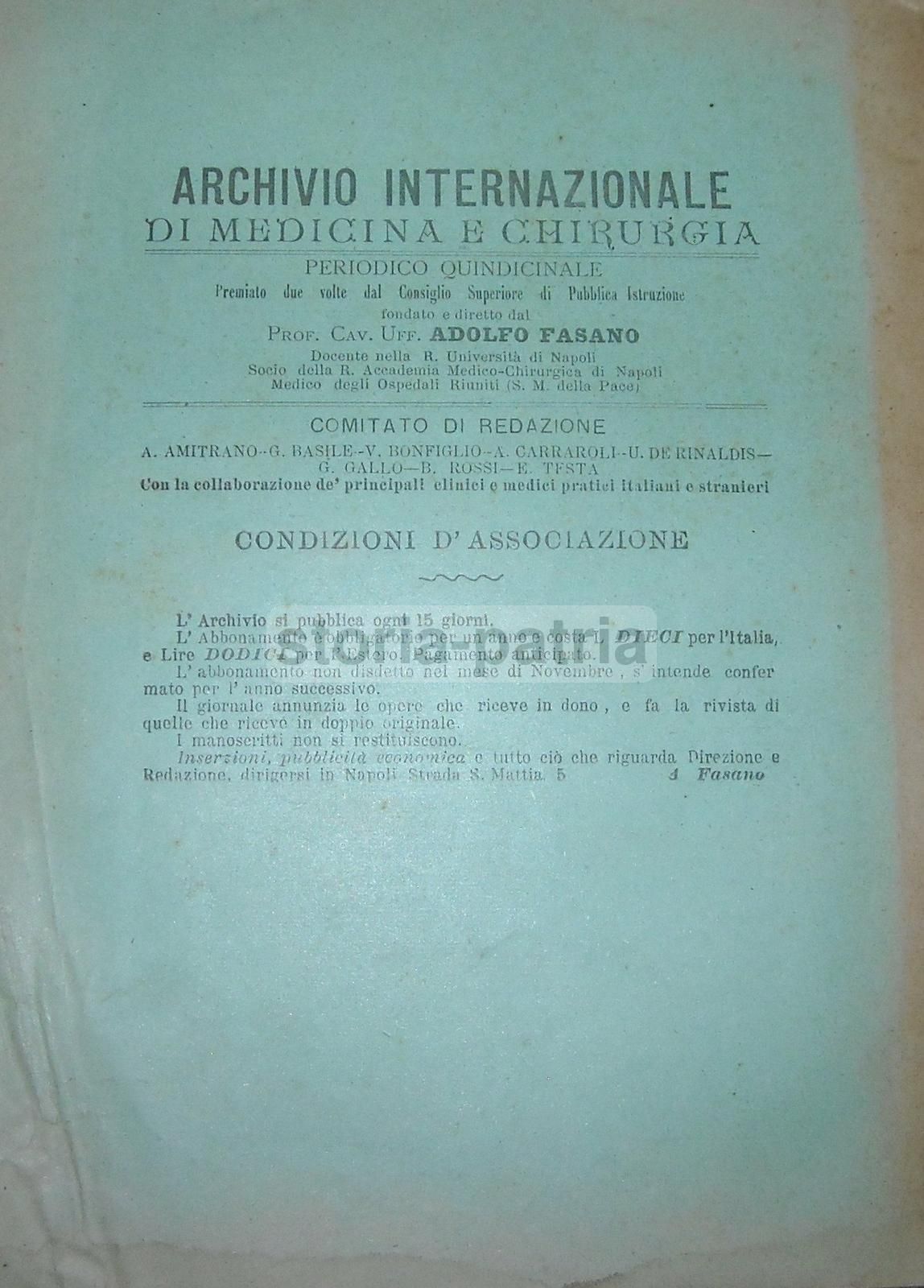 Oftalmologia E Medicina Generale, Costantino Ceraso, Napoli, 1902