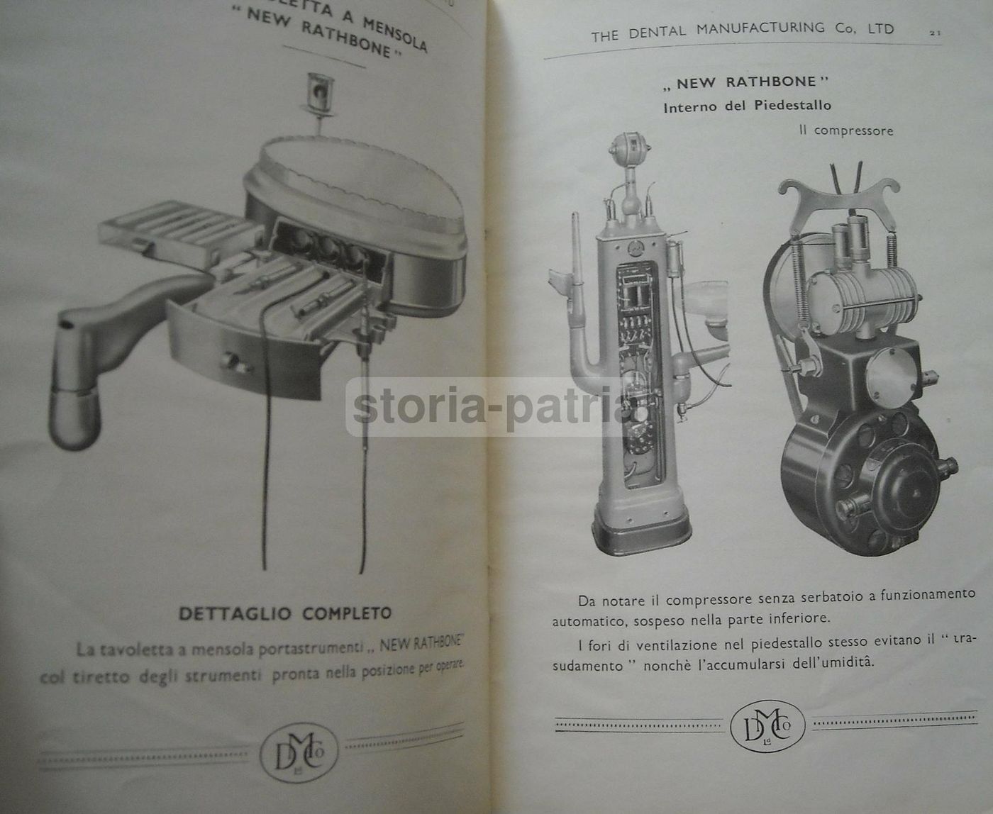 Catalogo Attrezzature Dentistiche Dental Manufacturing Co. Anni '30