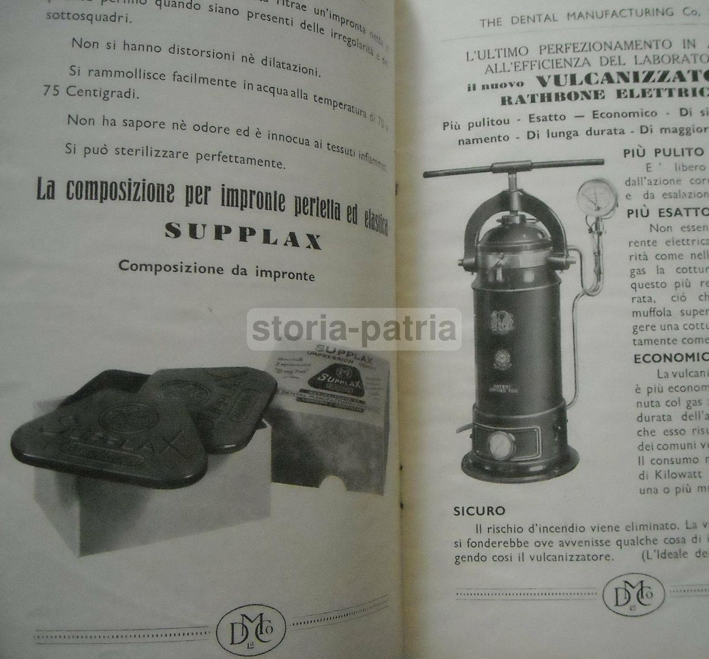 Catalogo Attrezzature Dentistiche Dental Manufacturing Co. Anni '30