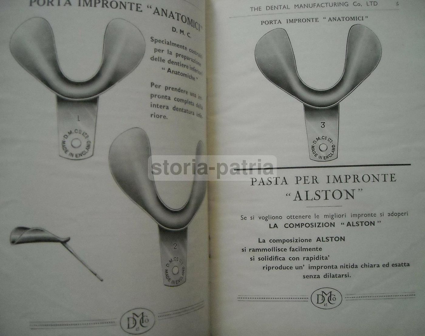 Catalogo Attrezzature Dentistiche Dental Manufacturing Co. Anni '30