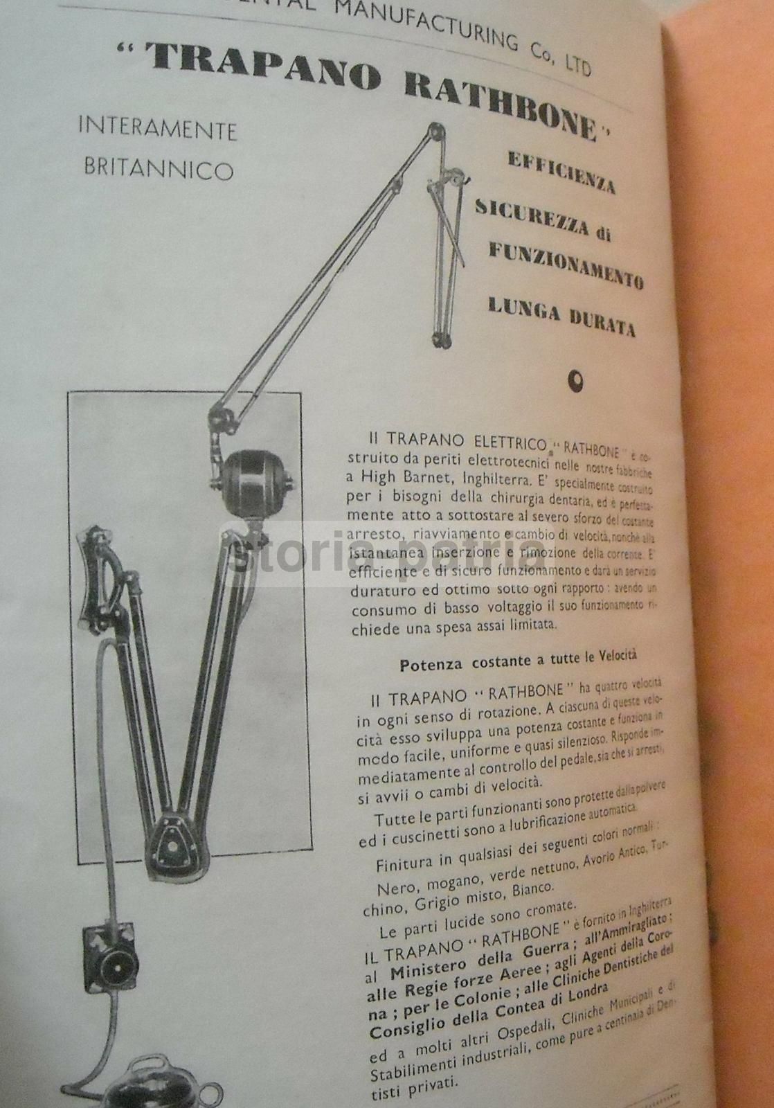 Catalogo Attrezzature Dentistiche Dental Manufacturing Co. Anni '30