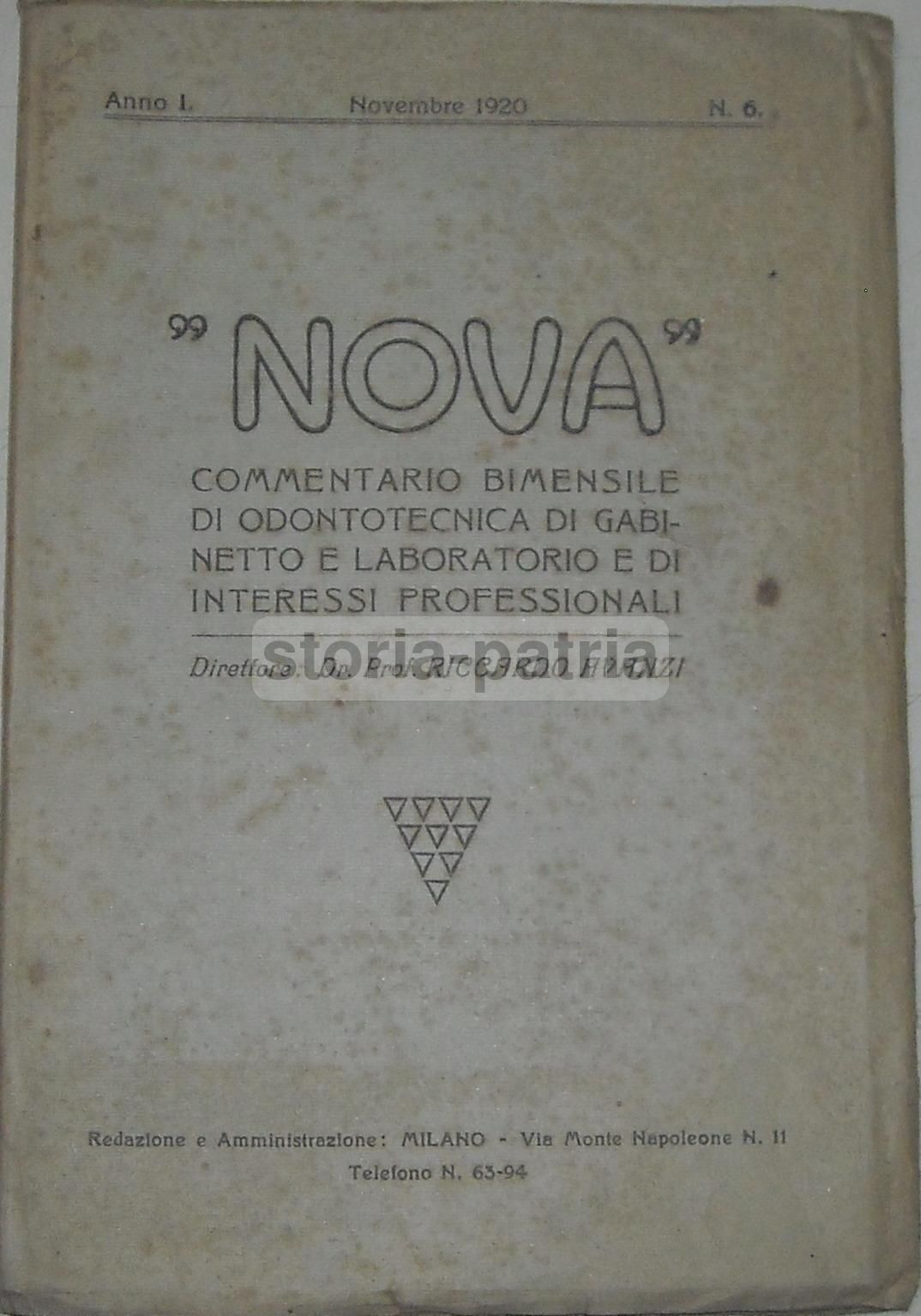 Nova Rivista Odontoiatria 1920 N.6 Con Pubblicità Ash & De Trey