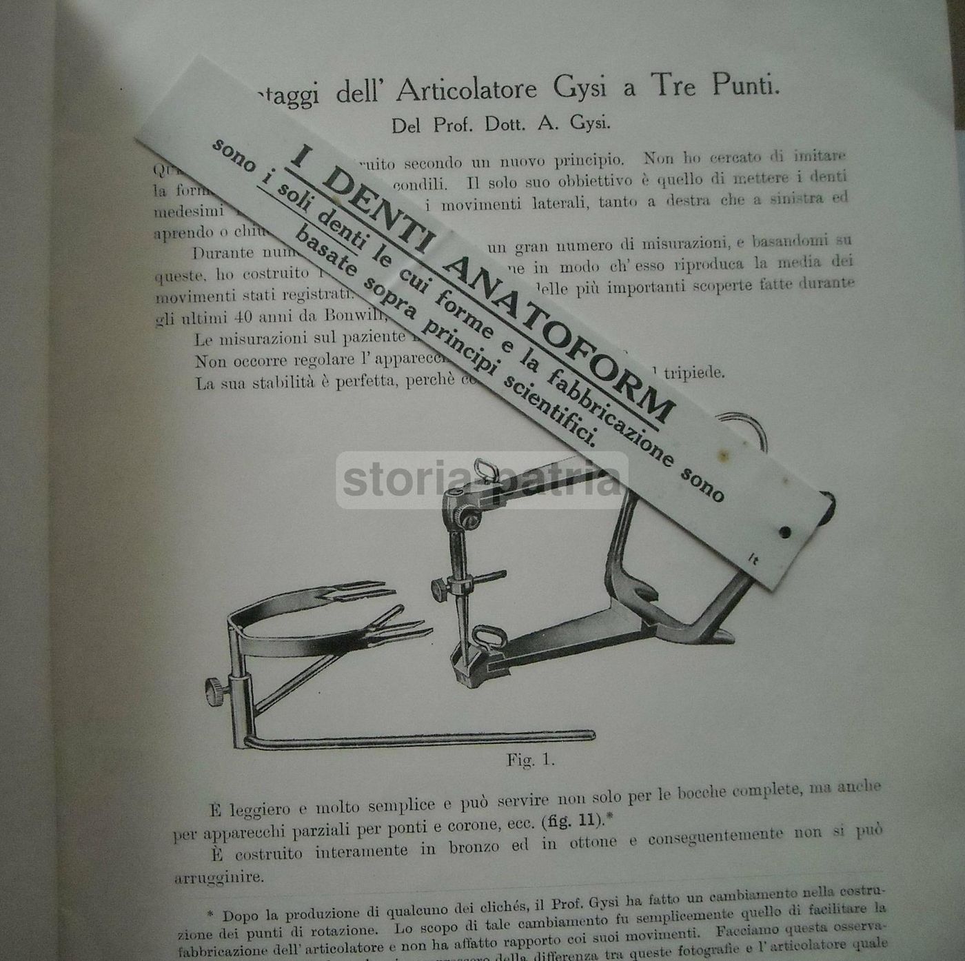 Manuale Denti Artificiali Anatoform E Articolatore Gysi, Anni '30