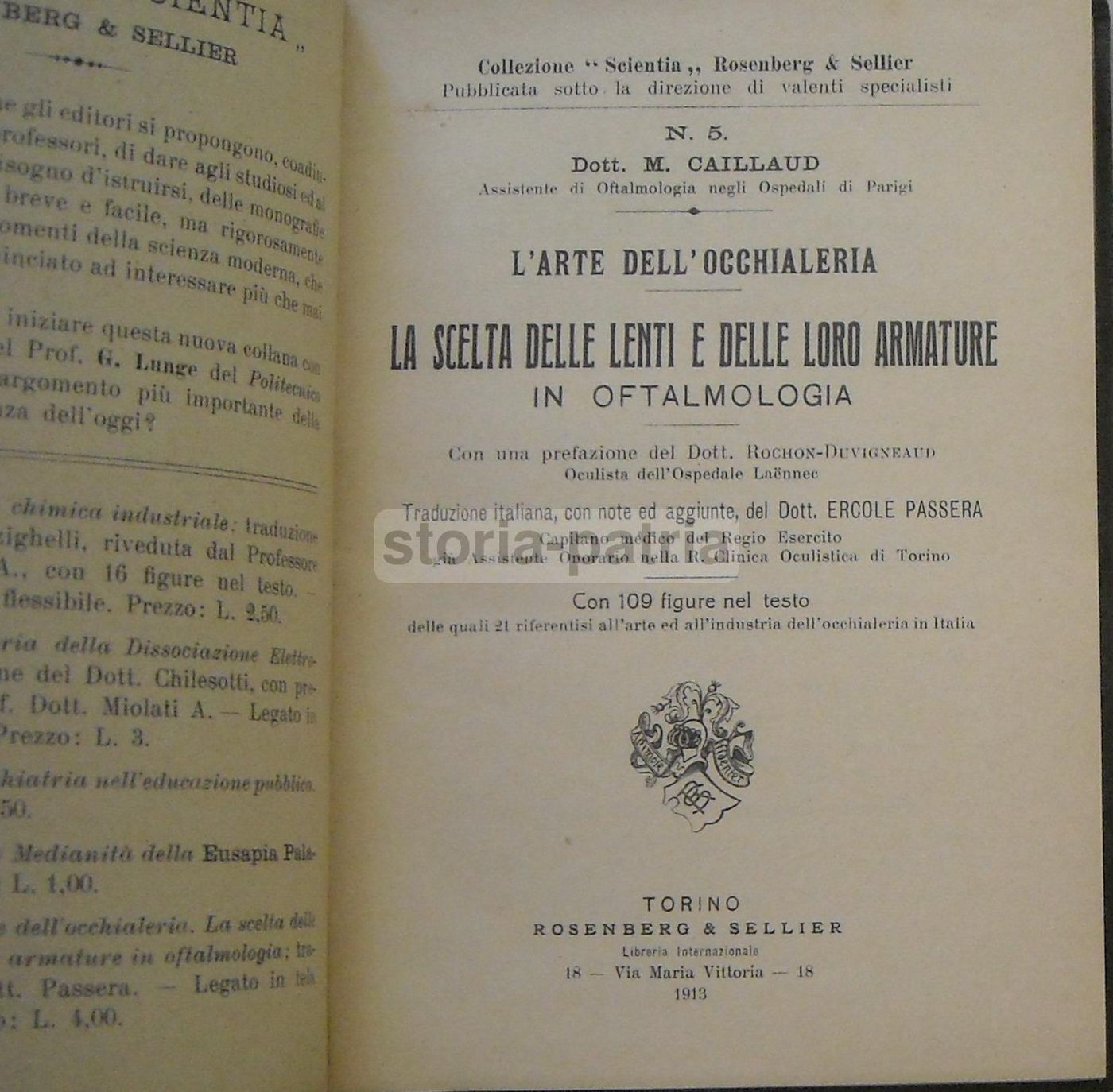 L'Arte Della Occhialeria: Caillaud   Passera (1913) Oftalmologia E Lenti
