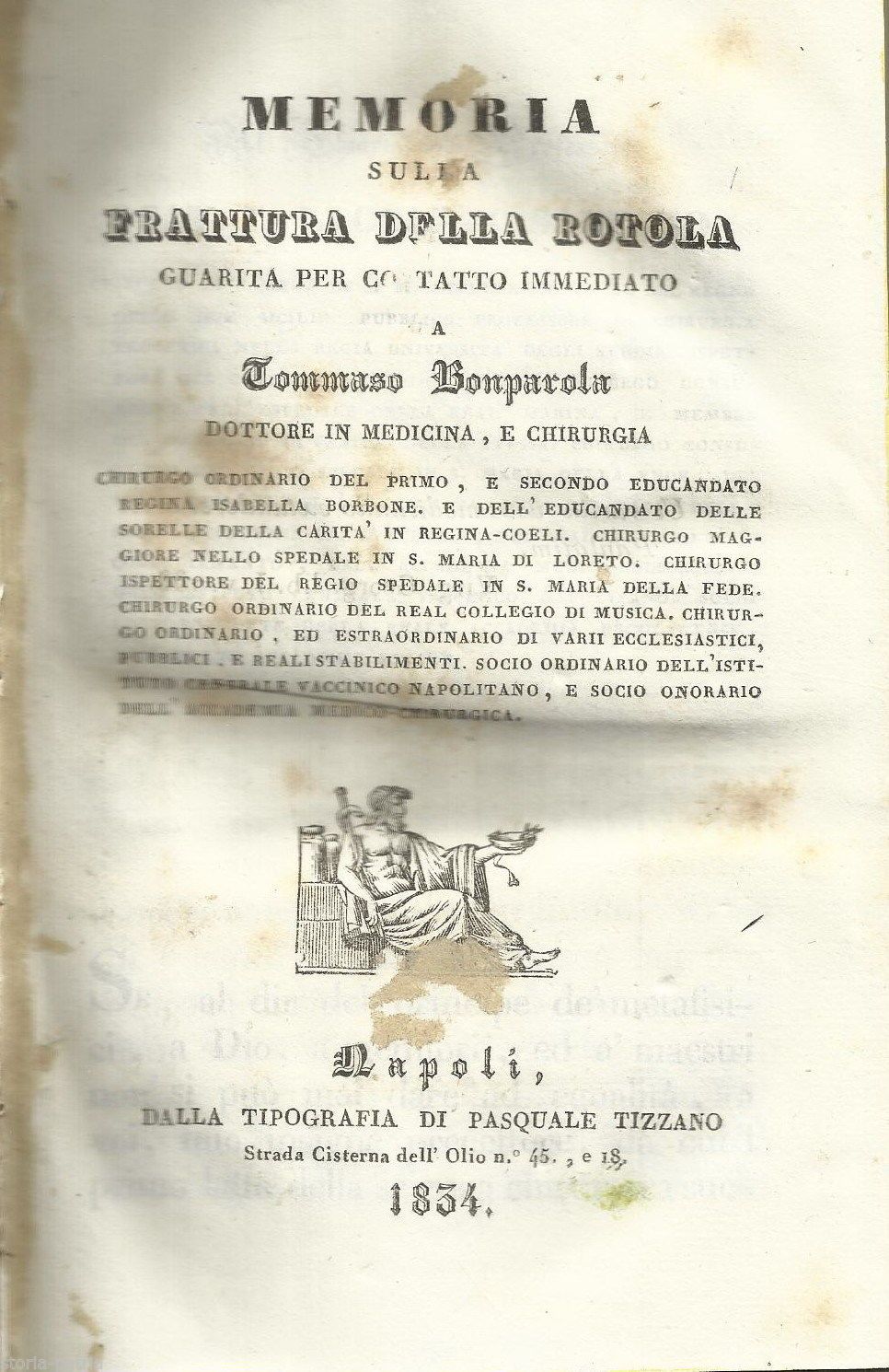 Bonparola, Frattura Della Rotula, 1834: Ortopedia, Napoli, Petrunti