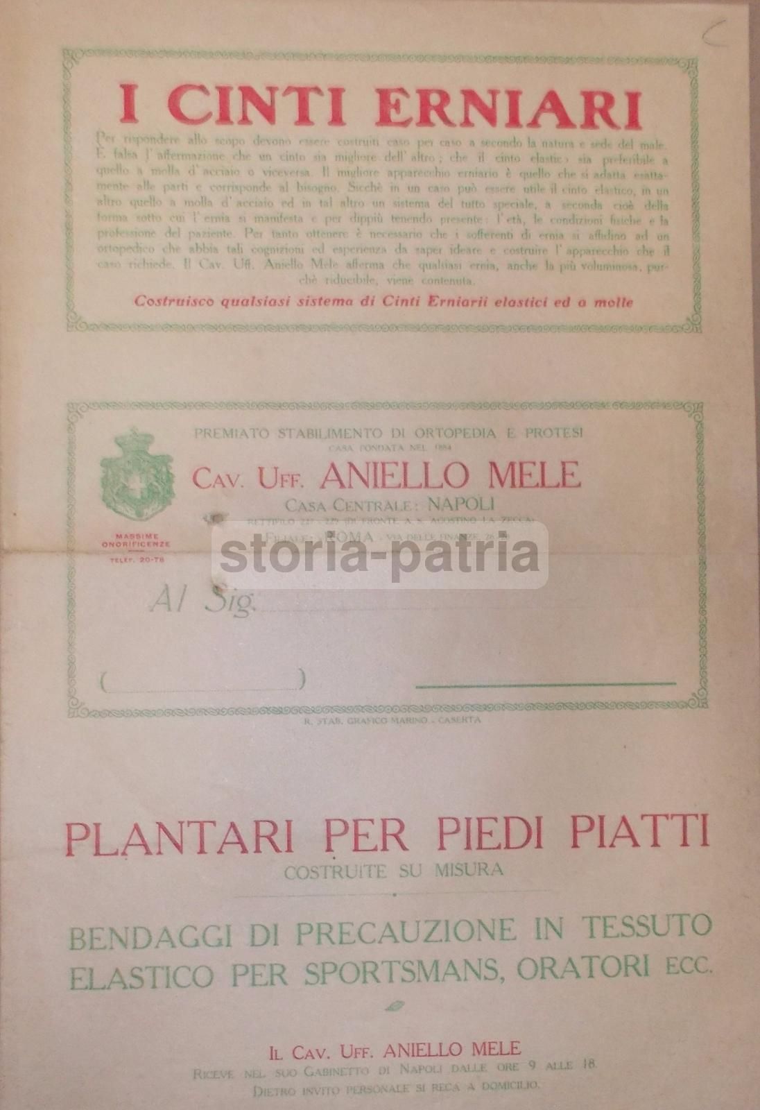 Catalogo Ortopedia Aniello Mele Napoli Primo '900 Illustrato