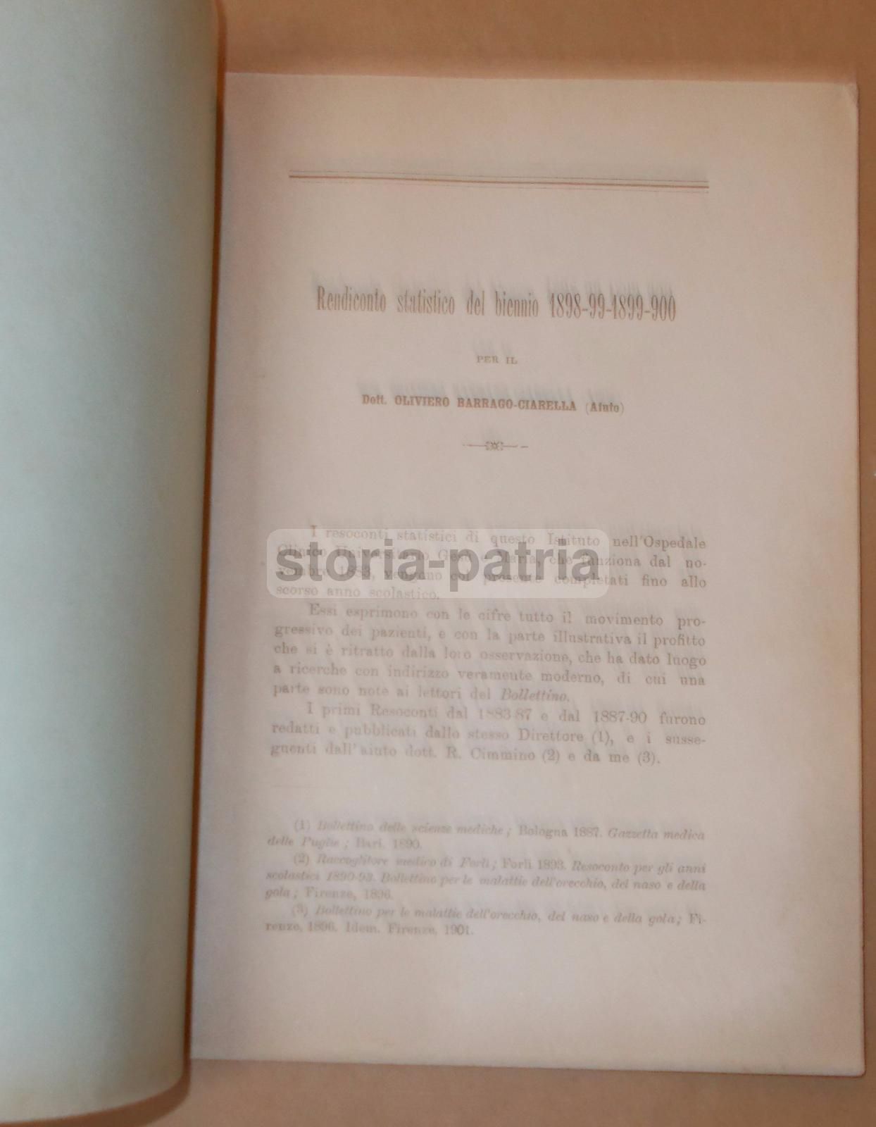 Rendiconto Statistico Otorinolaringoiatria Napoli 1898 1900 Barrago