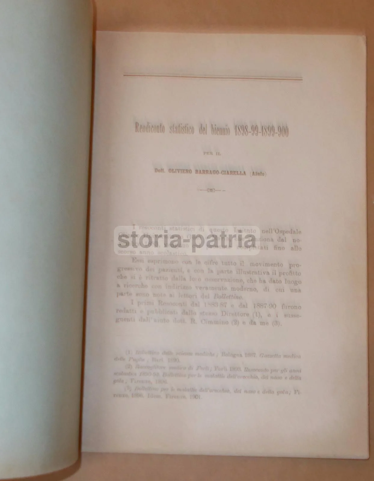 Rendiconto Statistico Otorinolaringoiatria Napoli 1898 1900 Barrago