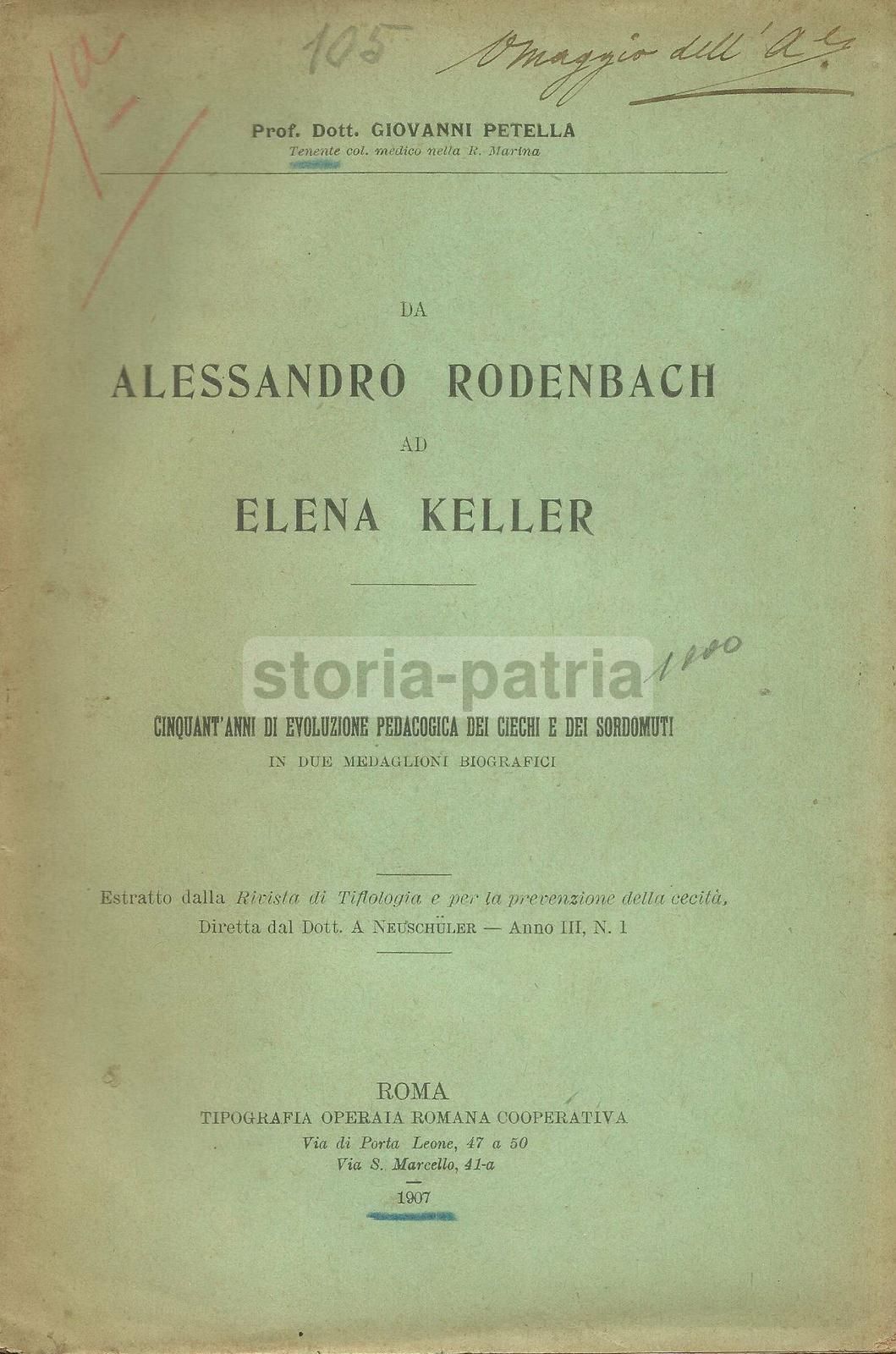 Petella: Cinquant'Anni Di Pedagogia Per Ciechi E Sordomuti (1907)