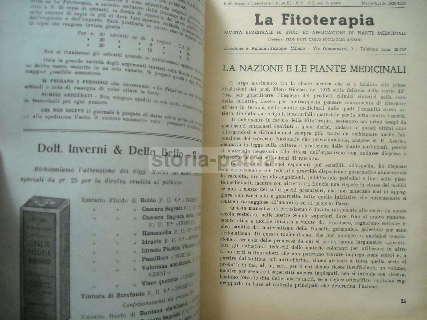 La Fitoterapia 1935: Piante Medicinali, Derris, Benigni, Wolff