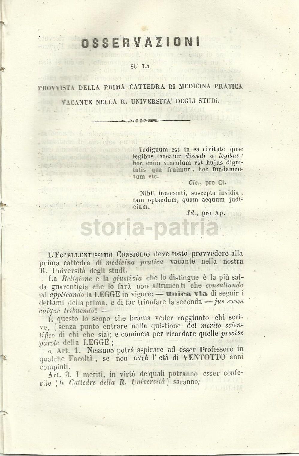 Polemica Medica Università Napoli 1849 Manfrè Capobianco Rara