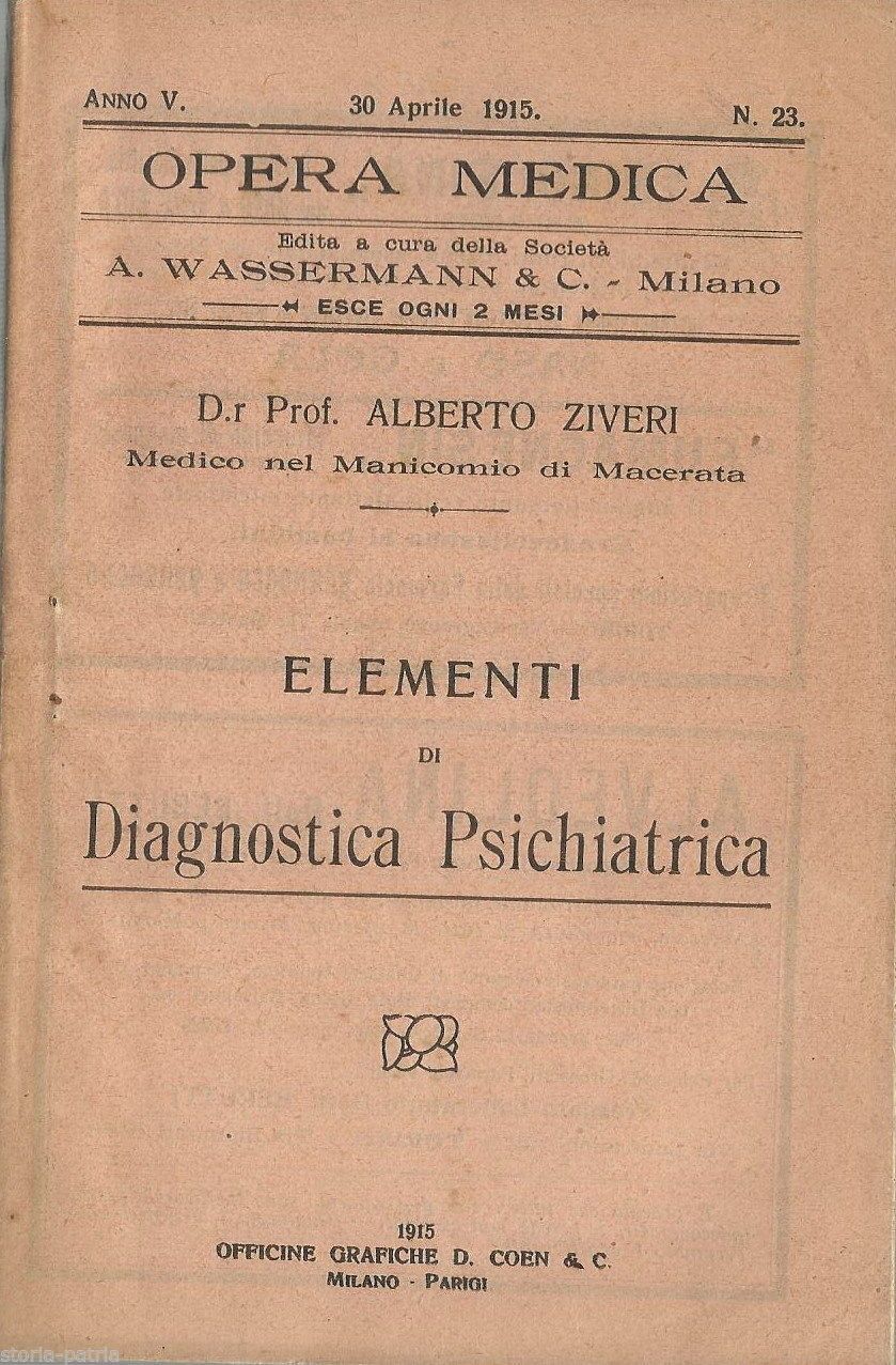 Elementi Di Diagnostica Psichiatrica   Alberto Ziveri (1915)