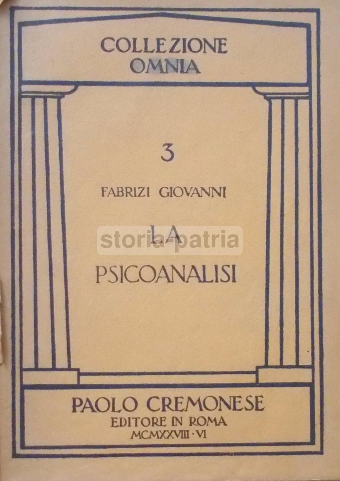 La Psicanalisi Di Giovanni Fabrizi 1928 Prima Edizione Cremonese