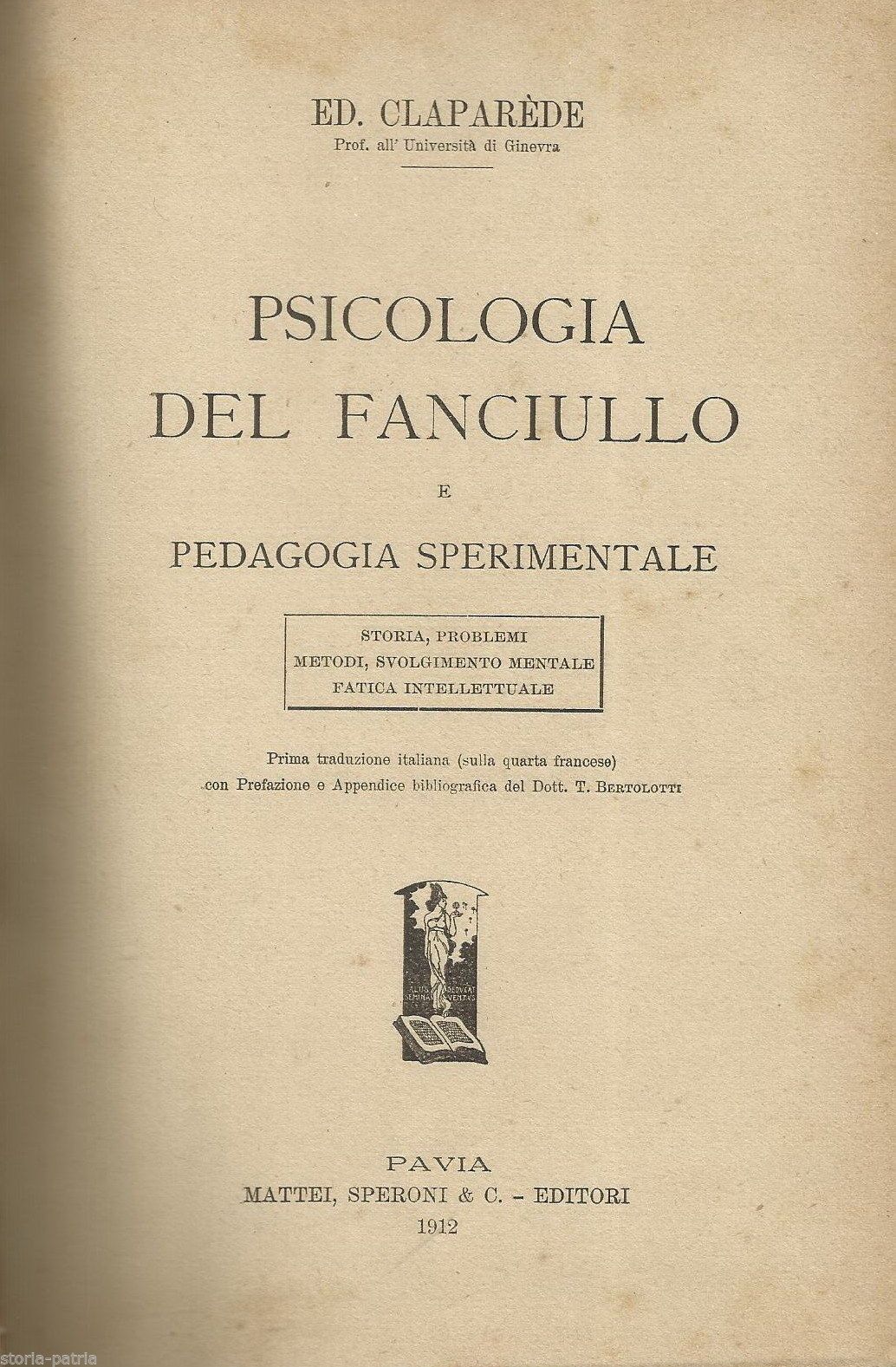 Psicologia Del Fanciullo E Pedagogia Sperimentale, Claparède 1912