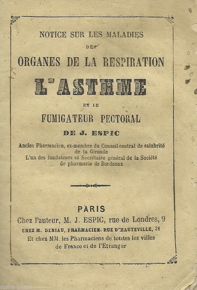 Fumigatore Pettorale J. Espic: Malattie Respiratorie (Fine '800)