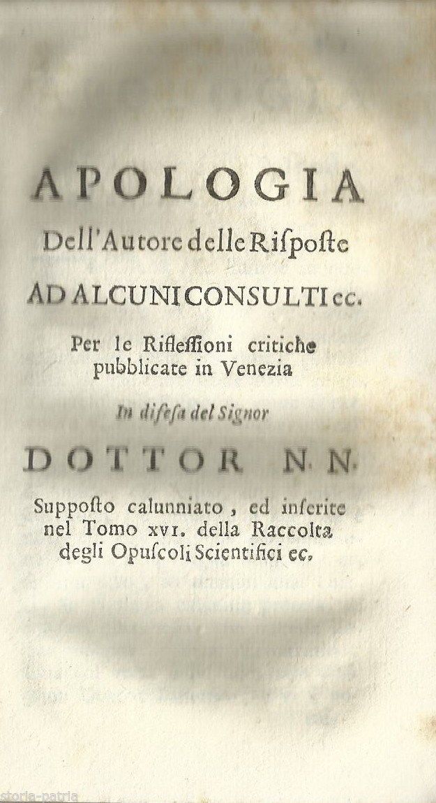 Apologia Medica Veneziana Del Primo Settecento: Caso Zanettini E Febbre Maligna