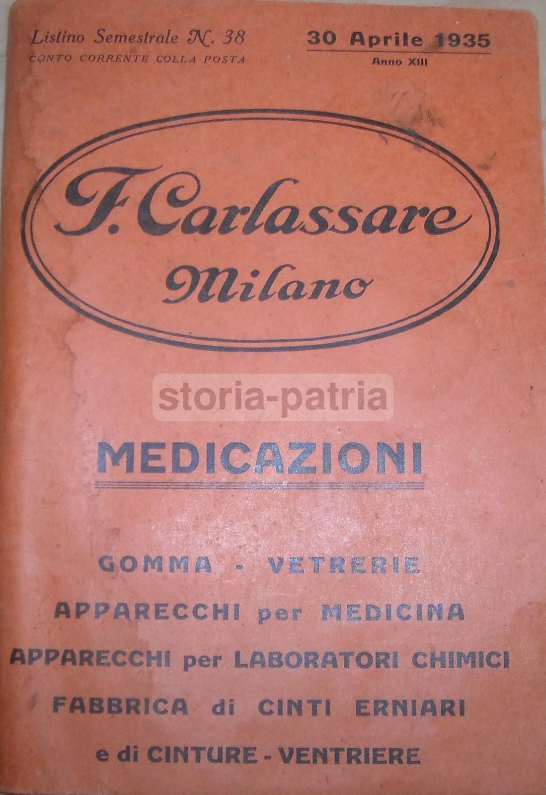 Catalogo Carlassare 1935 Attrezzature Mediche E Sanitarie Milano