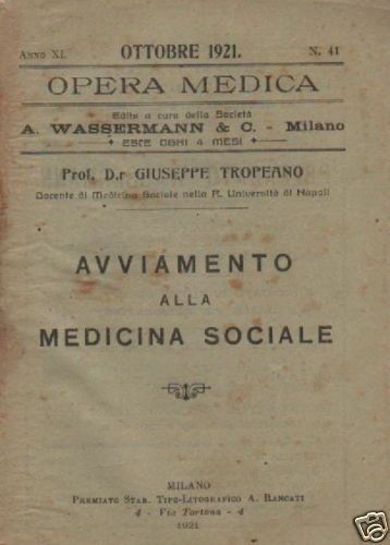 Avviamento Alla Medicina Sociale, Giuseppe Tropeano, 1921