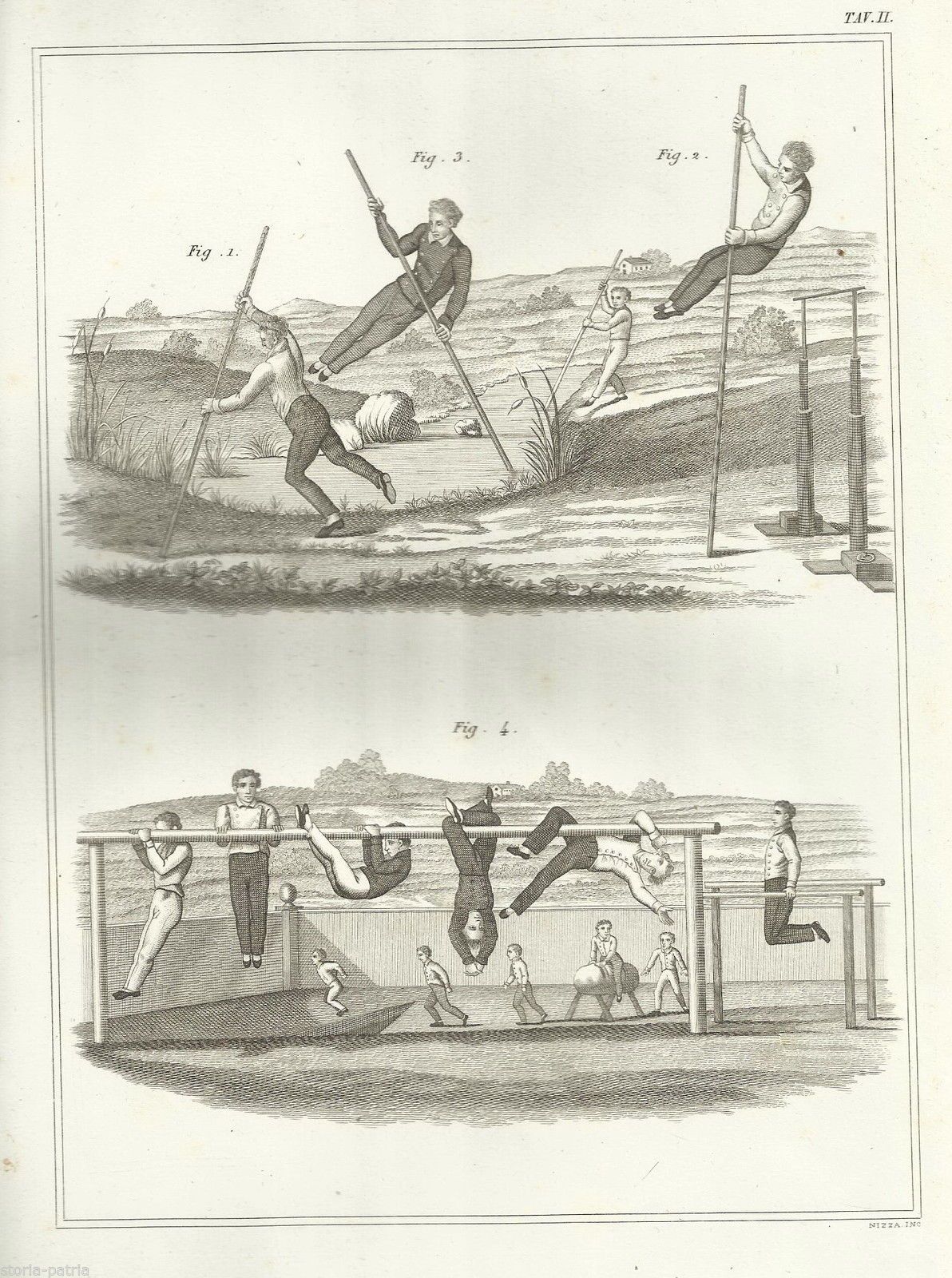 Stampa Antica Esercizi Ginnici, 1860. Incisione Ginnastica E Sport.