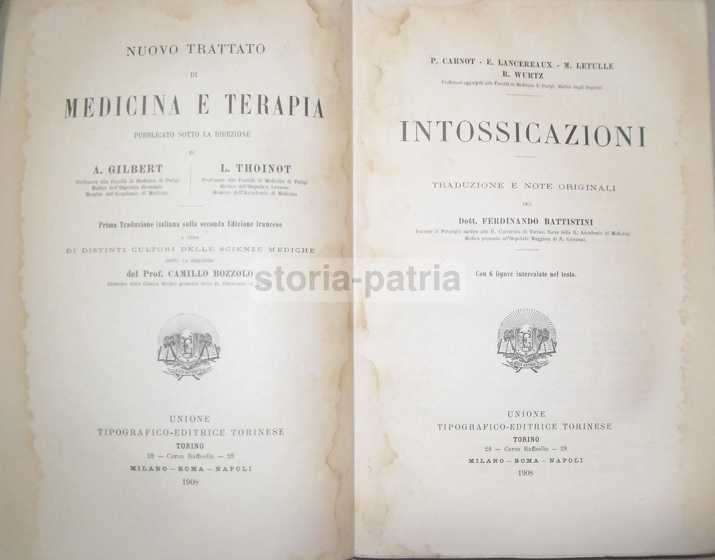 Intossicazioni, Ferdinando Battistini   UTET 1908 (Tossicologia)