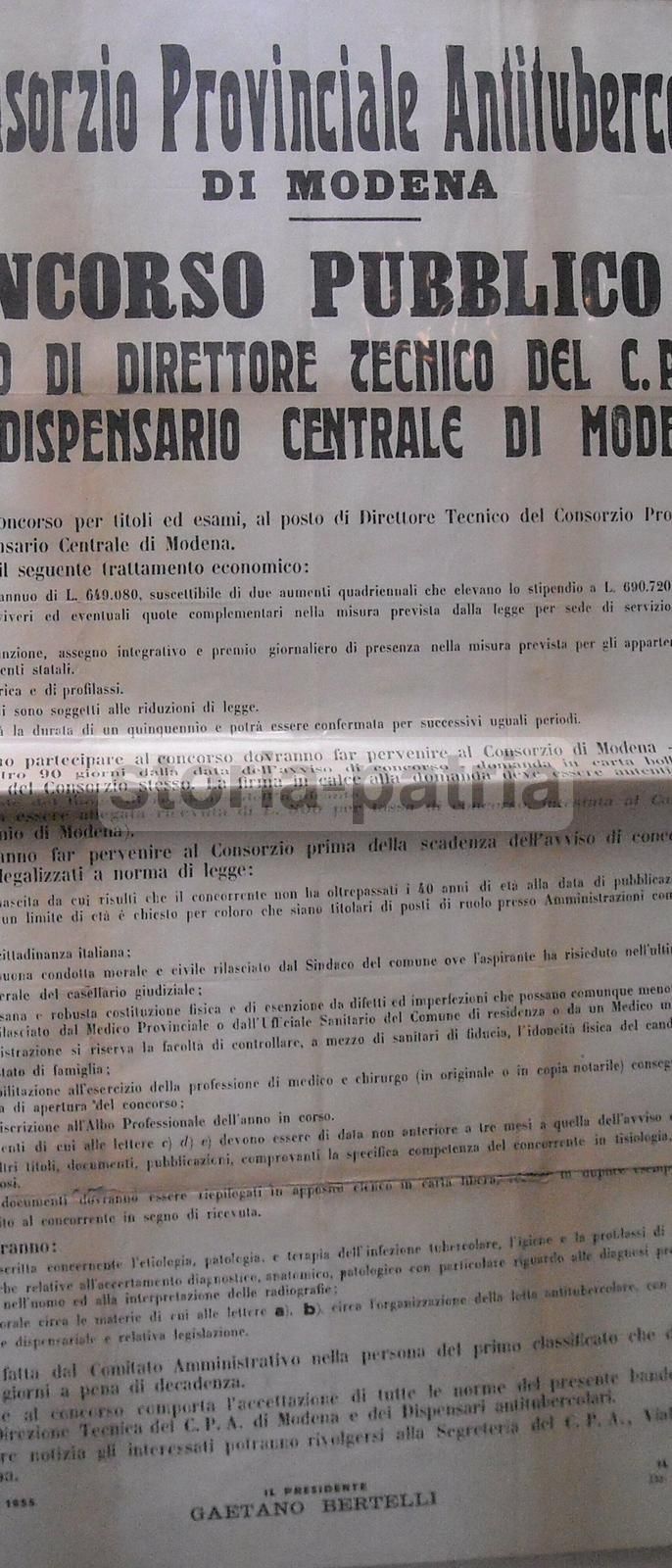 Manifesto Consorzio Antitubercolare Modena 1955 Concorso Medico