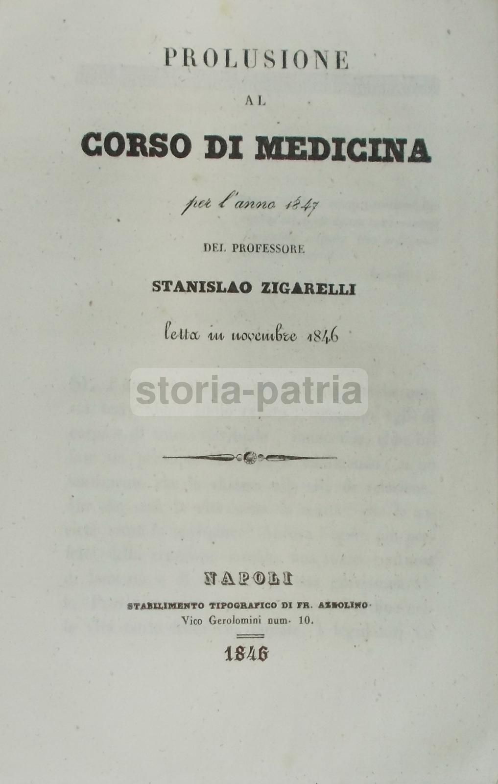 Prolusione Al Corso Di Medicina Di Stanislao Zigarelli (1846), Università Di Napoli